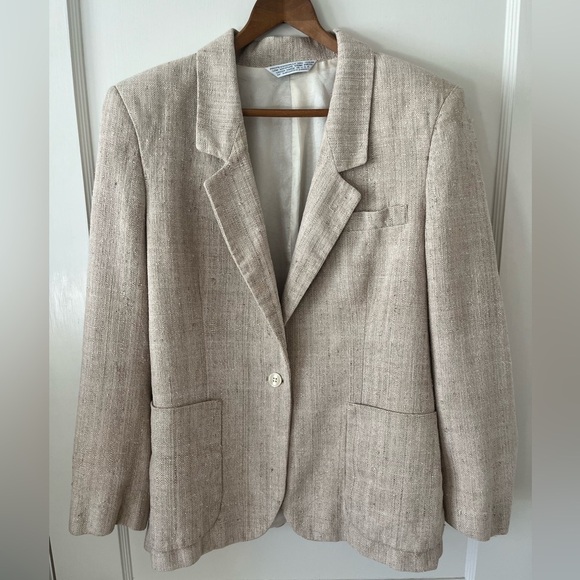VTG Women's textured Cream Blazer size 8 minimalist capsule old money preppy - Picture 1 of 8